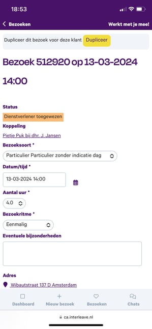 Schernafbeelding - Afspraak wijzigen telefoon