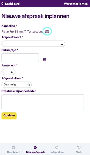 Nieuwe afspraak inplannen